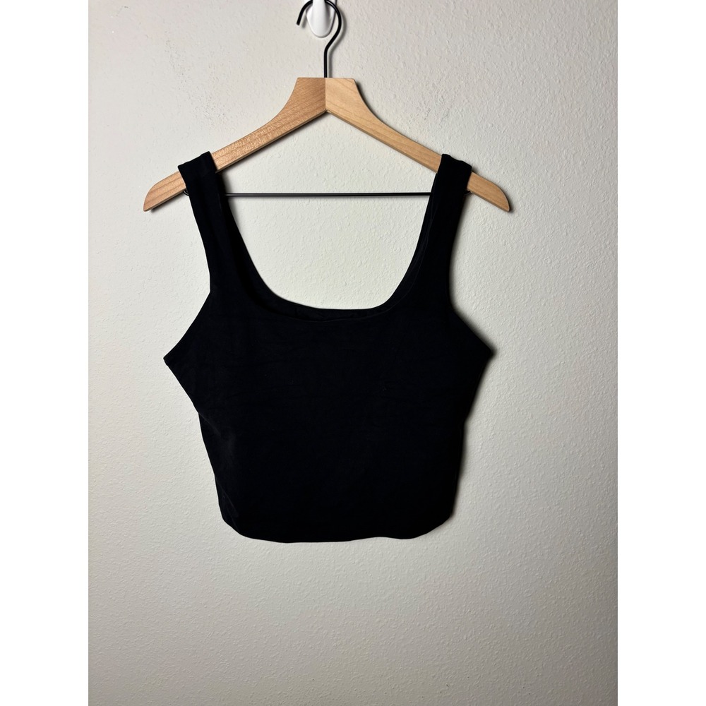 Athleta Transcend Square Neck Crop Bra D-DD Black XL Yoga Workout Top